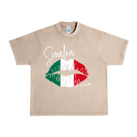 French Oak GGT Travel Souvenir Style SINALOA MX Flag Lips Urban Heavy Tee - trangStudio