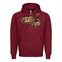 Burgundy red tail boa snake Zipper Hoodie - LillyAllenDesigns