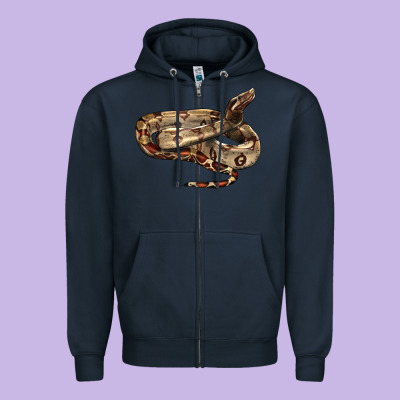 Red Tail Boa Snake Zipper Hoodie Designed By Lillyallendesigns