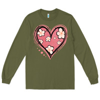 Army Green floral pink glitter heart Long Sleeve Tee - Jasminsmagicworld
