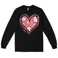 Black floral pink glitter heart Long Sleeve Tee - Jasminsmagicworld