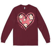 Burgundy floral pink glitter heart Long Sleeve Tee - Jasminsmagicworld