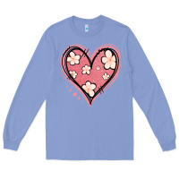 Colony Blue floral pink glitter heart Long Sleeve Tee - Jasminsmagicworld