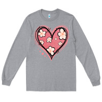 Heather Grey floral pink glitter heart Long Sleeve Tee - Jasminsmagicworld