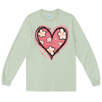 Matcha floral pink glitter heart Long Sleeve Tee - Jasminsmagicworld