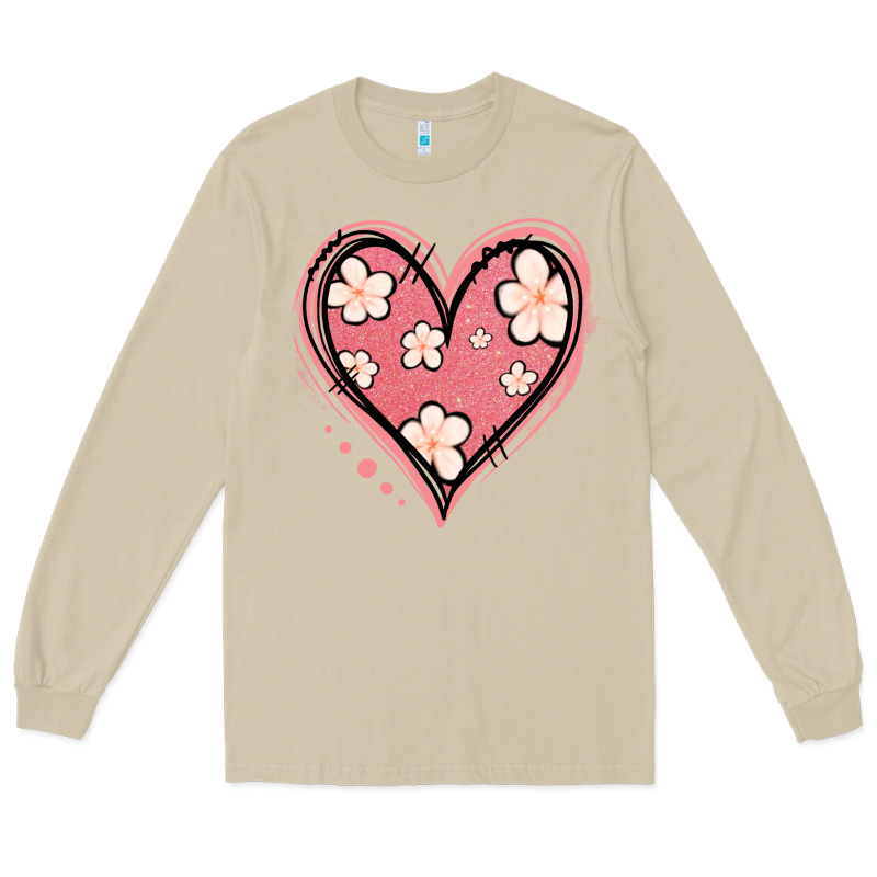 Floral Pink Glitter Heart Long Sleeve Tee by Jasminsmagicworld | Teevron
