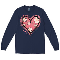 Navy floral pink glitter heart Long Sleeve Tee - Jasminsmagicworld