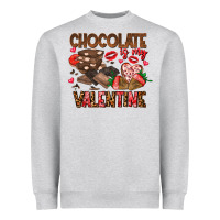 Heather Grey Chcolate is my Valentine Heavyweight Sweatshirt - CowhideDigitalArt