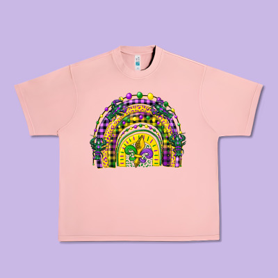Mardi Gras Rainbow And Fleur De Lis Urban Heavy Tee Designed By Cowgirlartshop