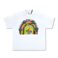 White mardi gras rainbow and fleur de lis Urban Heavy Tee - CowGirlArtShop