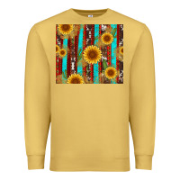 Antique Gold western sunflower cactus serape and cowhide Premium Sweatshirt - Artiststas