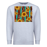 Heather Grey western sunflower cactus serape and cowhide Premium Sweatshirt - Artiststas