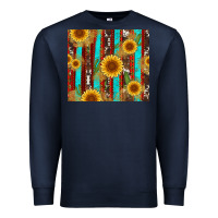 Navy western sunflower cactus serape and cowhide Premium Sweatshirt - Artiststas