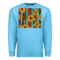 Ocean Blue western sunflower cactus serape and cowhide Premium Sweatshirt - Artiststas