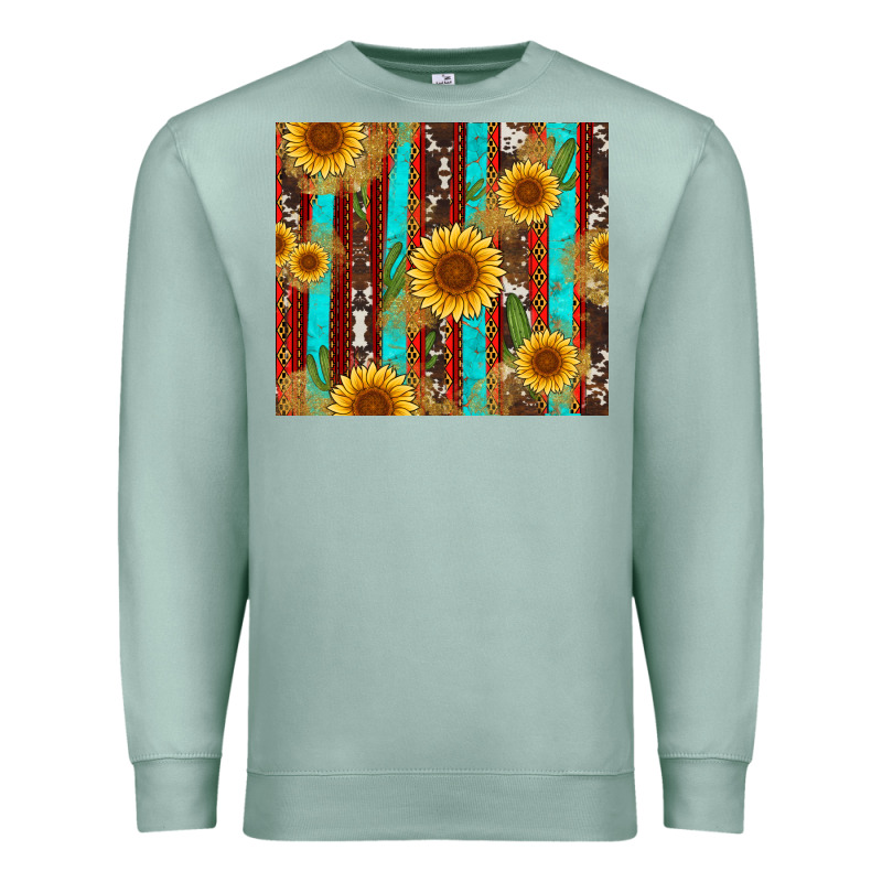 Western Sunflower Cactus Serape And Cowhide Premium Sweatshirt by Artiststas | Teevron
