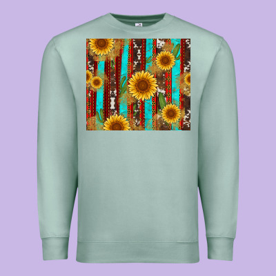 Western Sunflower Cactus Serape And Cowhide Premium Sweatshirt Designed By Artiststas