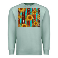 Seafoam western sunflower cactus serape and cowhide Premium Sweatshirt - Artiststas