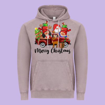 Merry Christmas Truck Gnomies Vintage Hoodie Designed By Cowgirlartshop