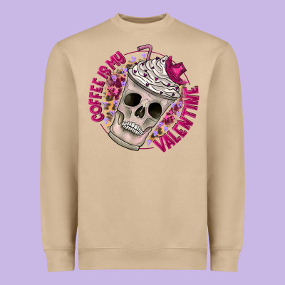 Coffee Is My Valentine Heavyweight Sweatshirt Designed By Cowhidedigitalart