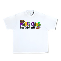 White mardi gras girl to the core Urban Heavy Tee - CowGirlArtShop