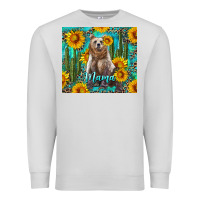 Dove Grey mama bear with sunflowers and cactus Premium Sweatshirt - Artiststas