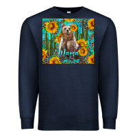 Navy mama bear with sunflowers and cactus Premium Sweatshirt - Artiststas