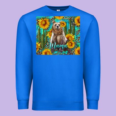 Mama Bear With Sunflowers And Cactus Premium Sweatshirt Designed By Artiststas