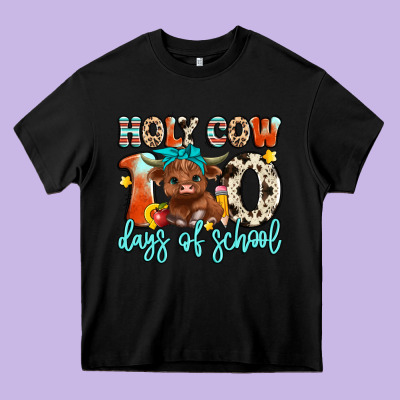 Holy Cow 100 Days Of School Heavy Core Tee Designed By Artiststas