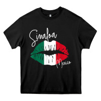 Black GGT Travel Souvenir Style SINALOA MX Flag Lips Heavy Core Tee - trangStudio