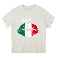 Cream GGT Travel Souvenir Style SINALOA MX Flag Lips Heavy Core Tee - trangStudio
