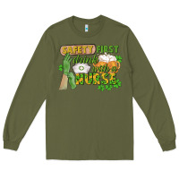 Army Green Safety first drink with a Nurse St. Patrick's Day Long Sleeve Tee - CowGirlArtShop
