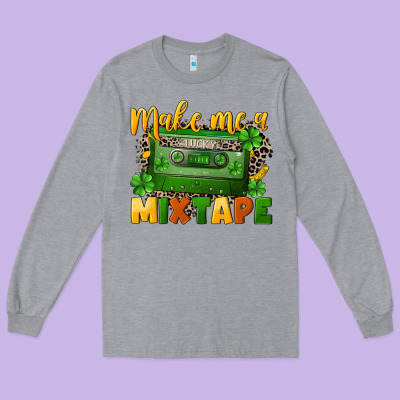 Make Me A Mixtape St. Patrick's Day Long Sleeve Tee Designed By Cowgirlartshop