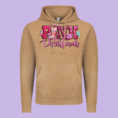 Pink Christmas Vintage Hoodie Designed By Cowgirlartshop