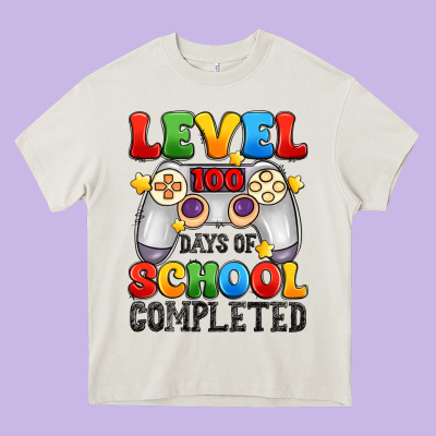 Level 100 Days Of School Completed Heavy Core Tee Designed By Artiststas