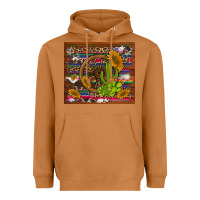 Meerkat cactus and sunflowers with old wheel serape leopard cowhide background Heavyweight Hoodie - Artiststas