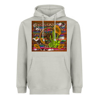 Moon Dust cactus and sunflowers with old wheel serape leopard cowhide background Heavyweight Hoodie - Artiststas