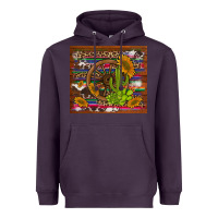 Plum cactus and sunflowers with old wheel serape leopard cowhide background Heavyweight Hoodie - Artiststas