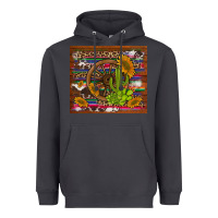 Smoke cactus and sunflowers with old wheel serape leopard cowhide background Heavyweight Hoodie - Artiststas