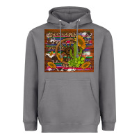 Storm cactus and sunflowers with old wheel serape leopard cowhide background Heavyweight Hoodie - Artiststas