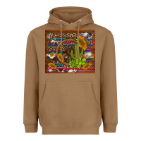 Toasted Coconut cactus and sunflowers with old wheel serape leopard cowhide background Heavyweight Hoodie - Artiststas