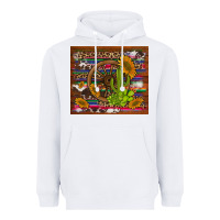White cactus and sunflowers with old wheel serape leopard cowhide background Heavyweight Hoodie - Artiststas