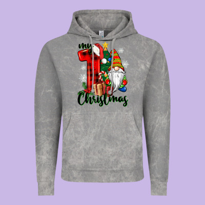 My First Christmas Gnome Vintage Hoodie Designed By Cowgirlartshop