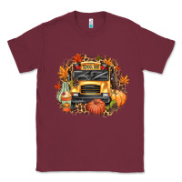 Burgundy Fall School Bus Classic Tee - texasbilliewilder