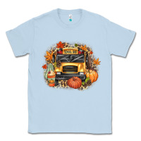 Dusty Blue Fall School Bus Classic Tee - texasbilliewilder