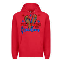 Red flip flops and freedom Premium Hoodie - BundleAndBundleShop