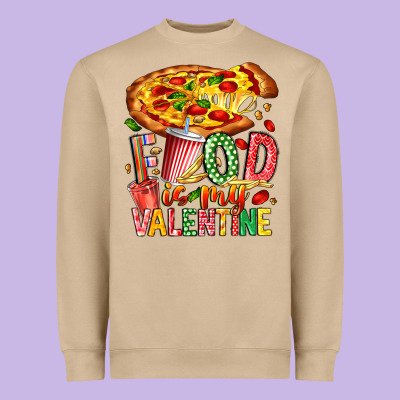 Food Is My Valentine Heavyweight Sweatshirt Designed By Cowhidedigitalart