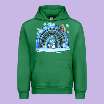 Winter   Rainbow And Snowman Urban Hoodie Designed By Adodesignshop