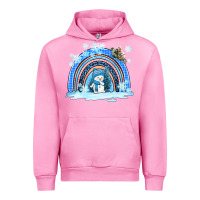 Fuchsia Pink winter   rainbow and snowman Urban Hoodie - AdoDesignShop