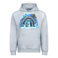 Heather Grey winter   rainbow and snowman Urban Hoodie - AdoDesignShop
