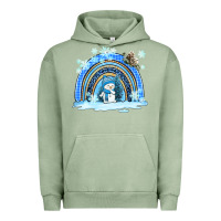 Pigment Oil Green winter   rainbow and snowman Urban Hoodie - AdoDesignShop